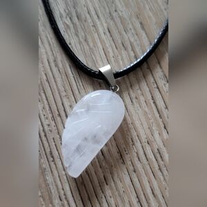 Rose Quartz Angel Wing Pendant Necklace